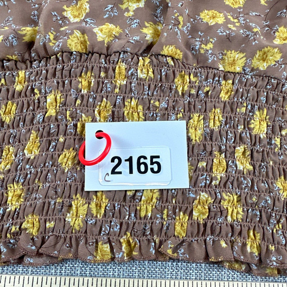 Boho Top Womens XXL Floral Hippie Ruched Balloon Sleeve V Neck Lightweight Shirt - Picture 9 of 9